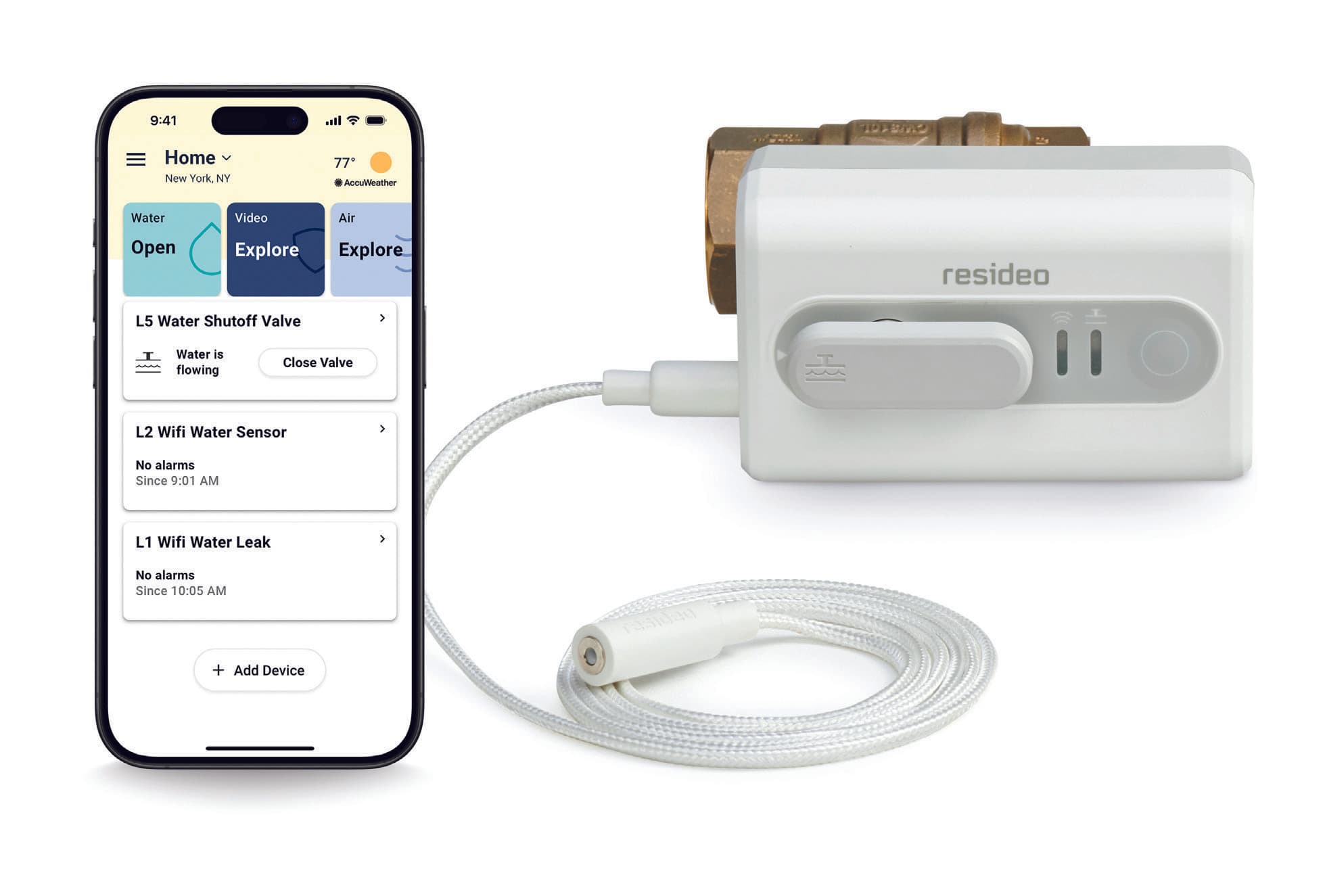 Phone with L5 Water Leak Shutoff Valve