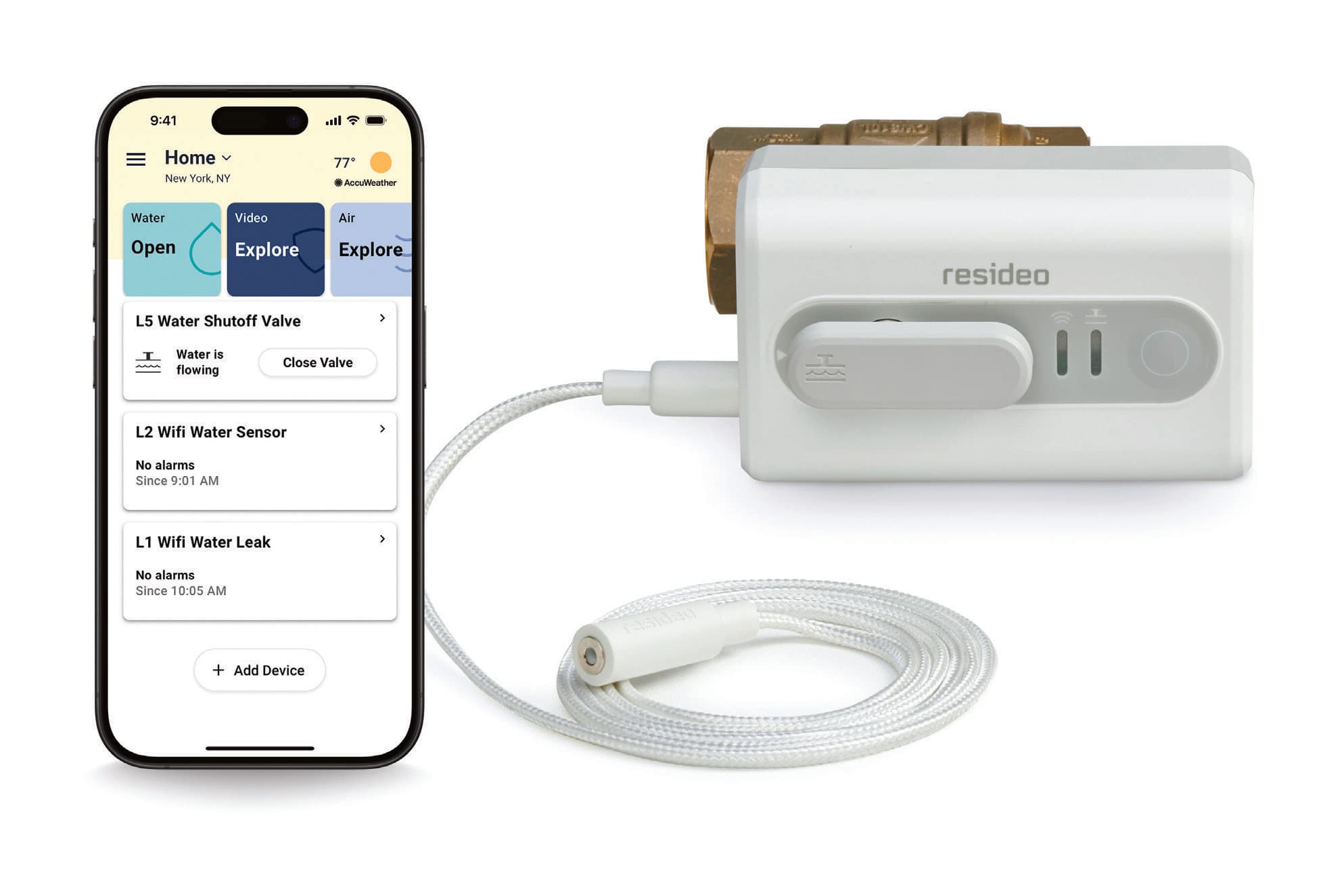 Phone with L5 Water Leak Shutoff Valve